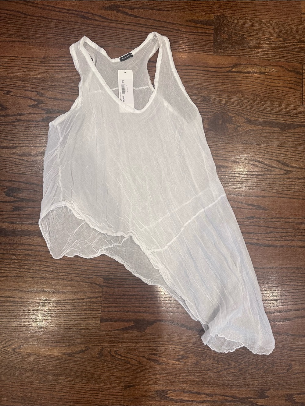 Lightweight White Asymmetrical Tank Top